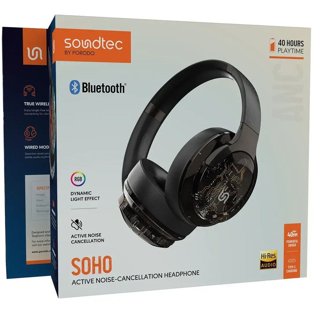 Porodo Soundtec Soho Active Noise Cancellation Headphones 3