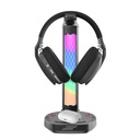 PORODO GAMING RGB HEADPHONE STAND, WIRELESS CHARGING & USB-C HUB WITH SCREEN LAMP 5W PDX527