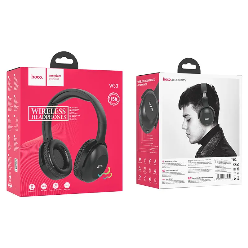 HOCO W33 ART SOUNT WIRELESS HEADSET SUPPORT WIRELESS AND AUX MODE