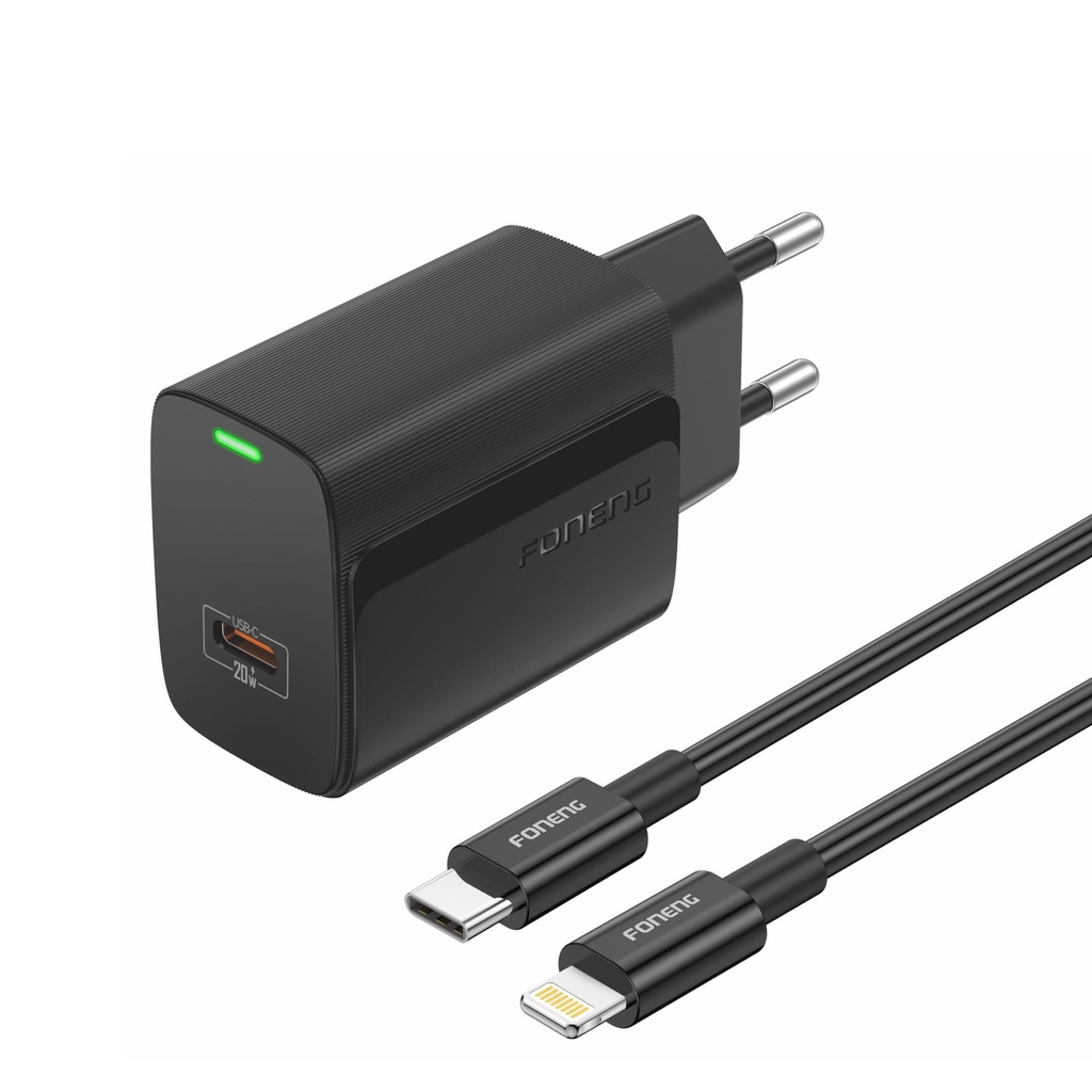 [EU65-CABLE] FONENG EU65-CABLE USB-C Charger with Cable (PD20W)