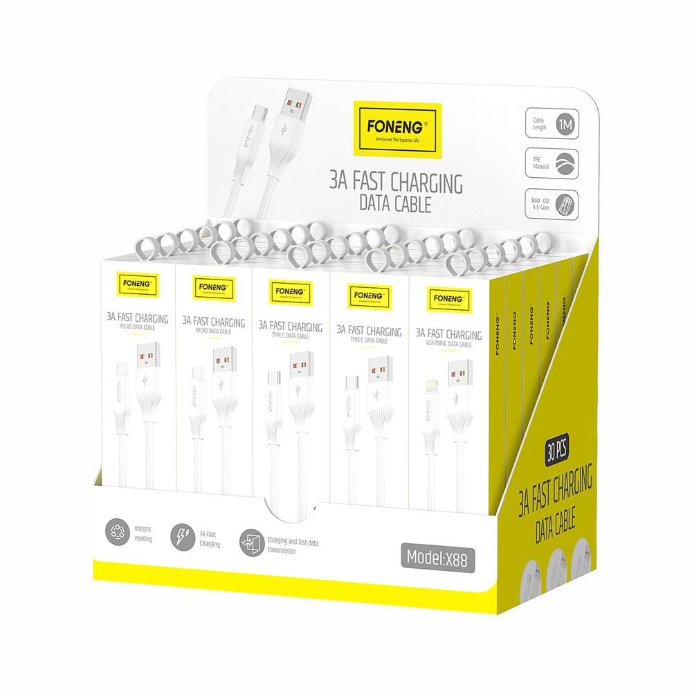 [X88-IP] FONENG X88 1M Cable Set (3A) IPHONE Lightning