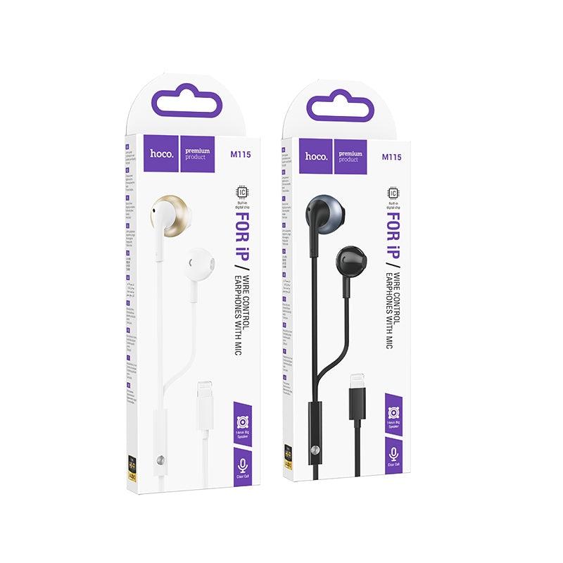[M115.WH] HOCO M115 Lightning WIRED EARPHONE WITH MIC