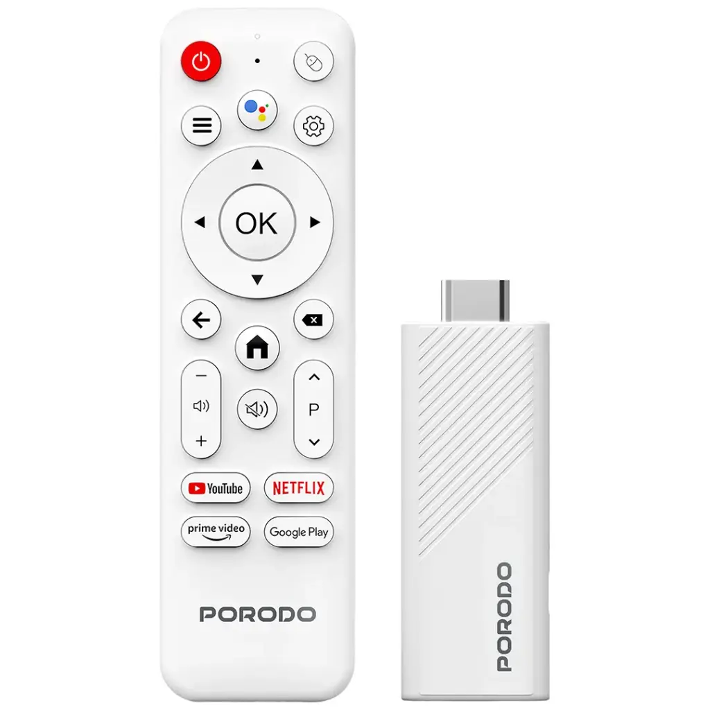 Porodo 4k Android Smart Streaming TV Stick with Google Assistant & Voice Control