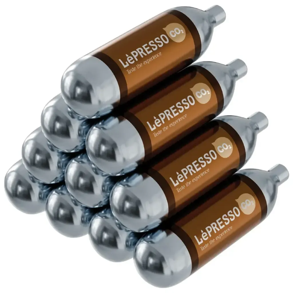 Lepresso Co2 Chargers 8g for Sparkling Water Bottle - Silver