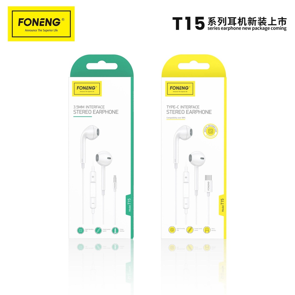 FONENG - T15 Heavy Bass Earphone (3.5mm / Type-C)