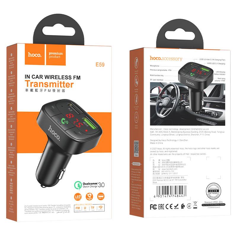 Hoco Wireless FM Transmitter E59 Promise QC3.0 Dual USB