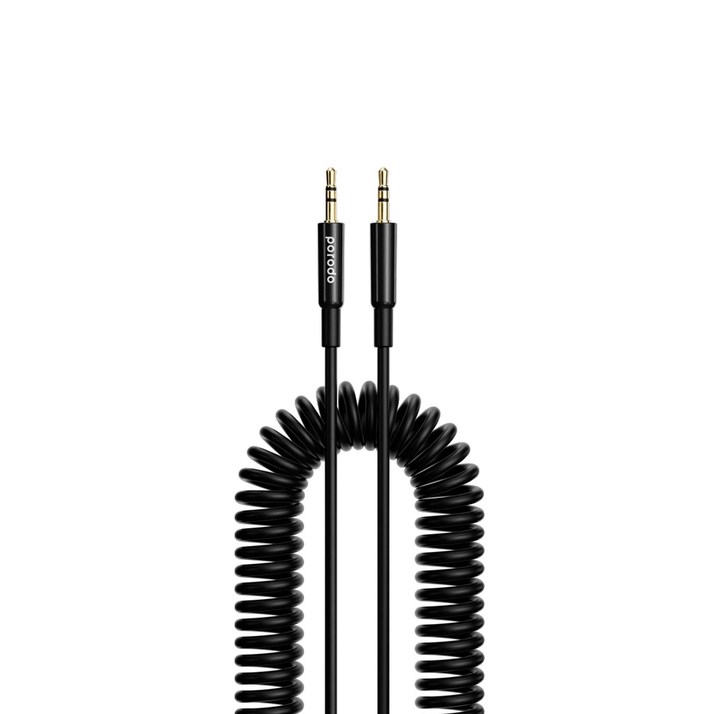 [PD-AUXCC-BK] Porodo AUX 3.5mm to 3.5mm Coil Cable 1.2M - Black