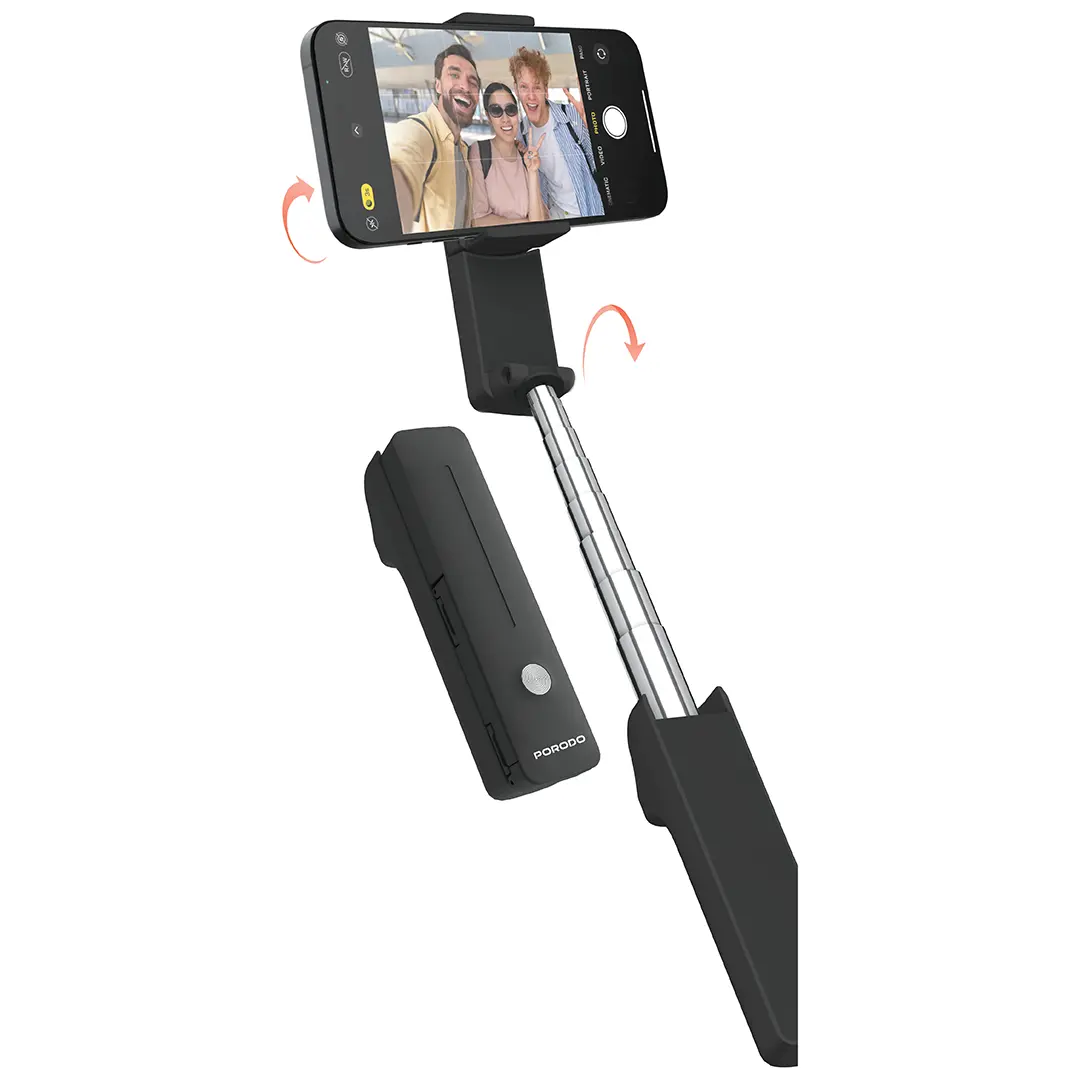 [PDLFST195BK] Porodo Lifestyle Ultra-Compact Bluetooth Selfie Stick - Black