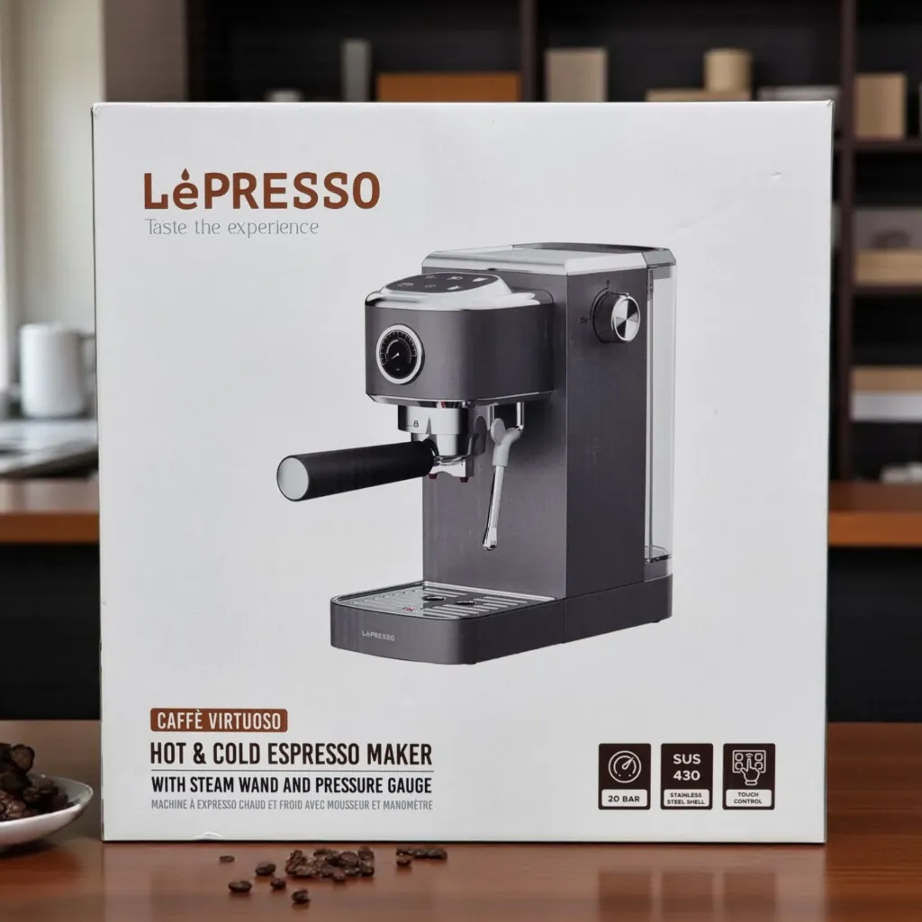 LePresso Hot & Cold Espresso Maker with Steam Wand and Pressure Gauge