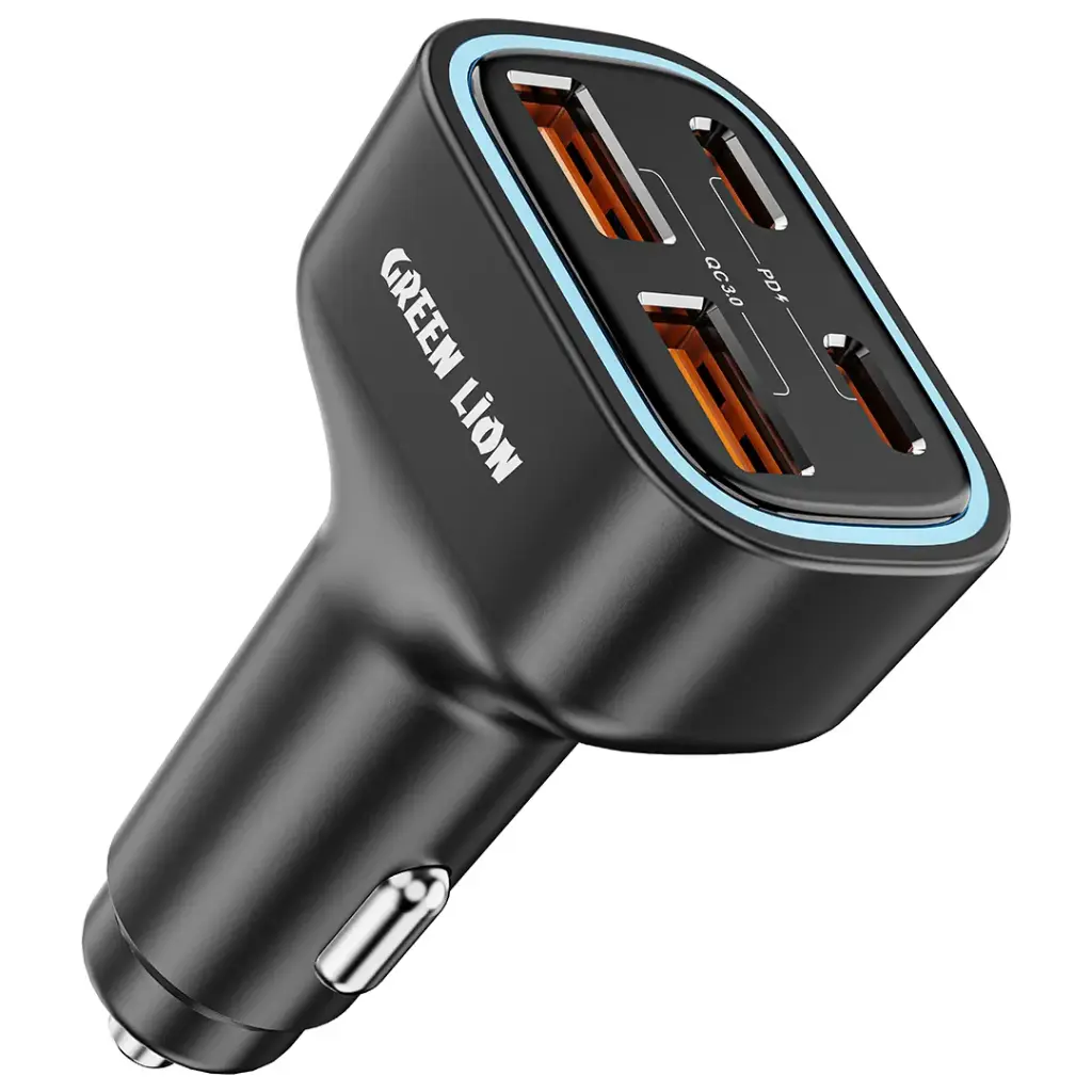 [GNQPCC70WBK] Green Lion Quad Port 70W Car Charger