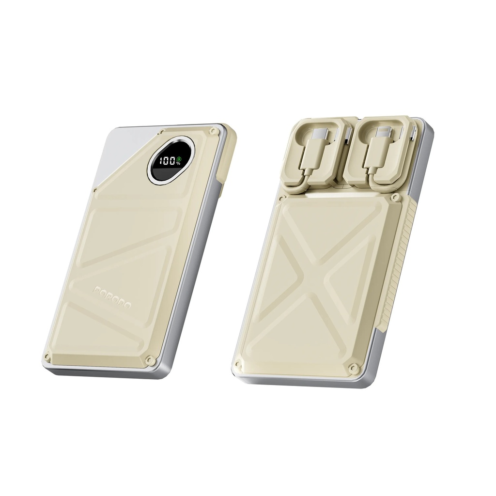 Porodo 10000mAh Power Bank Built-In Type-C & Lightning Cable